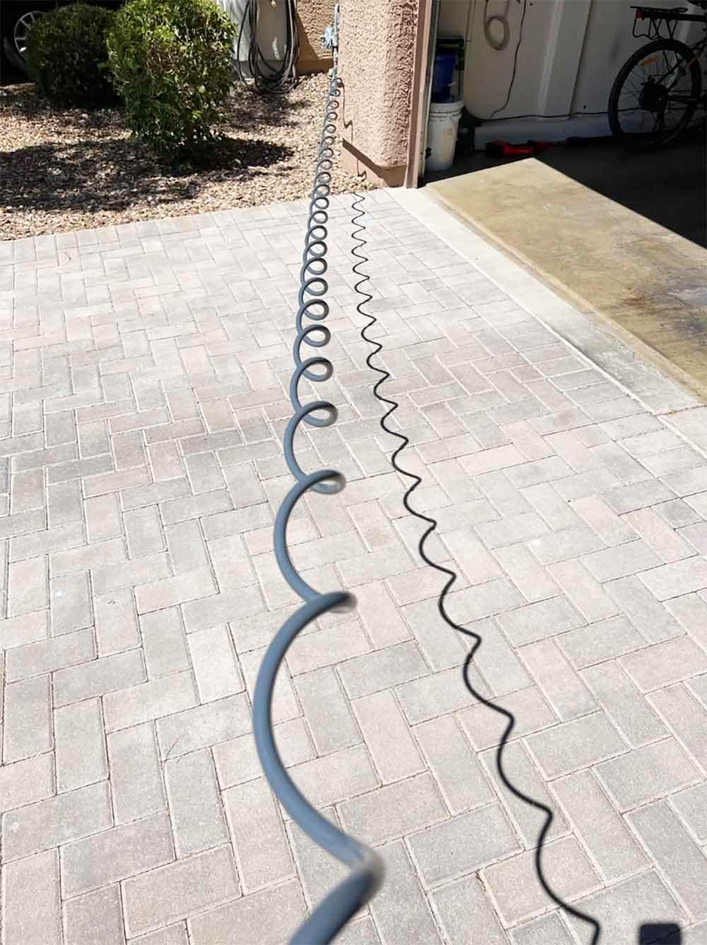 25FT PU Recoil Garden Hose 3/8"ID with 3/4" Brass Fittings Retractable, Gray