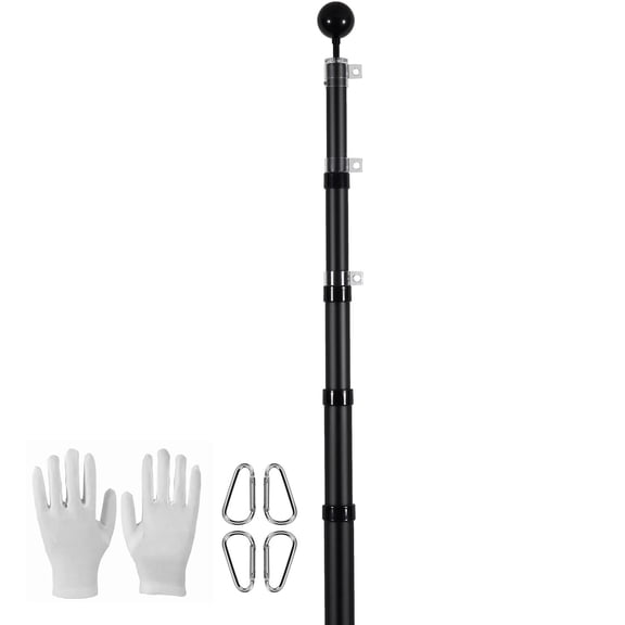 25FT Telescoping Flag pole Kit, Heavy Duty Aluminum Alloy in Ground Flag Poles for Outside, 3 Display Modes Flagpole with 3x5 American Flag, Professional Accessories, Black