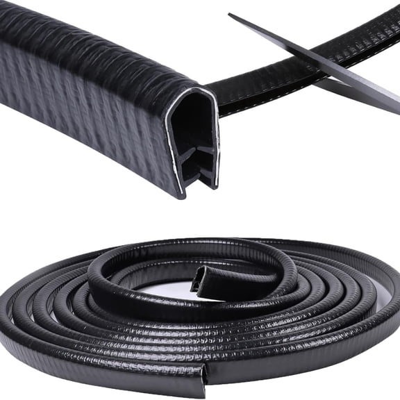 25Feet Edge Trim Rubber U Channel Strip with Metal Car Door Edge Protector Fit Gap 3/64inchto 1/4inch, Automotive Door Seal Strip Trim Black,1/2inch X 3/8inch