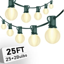 25Ft G40 Outdoor String Lights, Patio Light with 27 G40 Clear Incandescent Bulbs(2 spare), Hanging Waterproof Connectable Christmas String Lights for Indoor Outdoor Garden Camping Backyard Porch