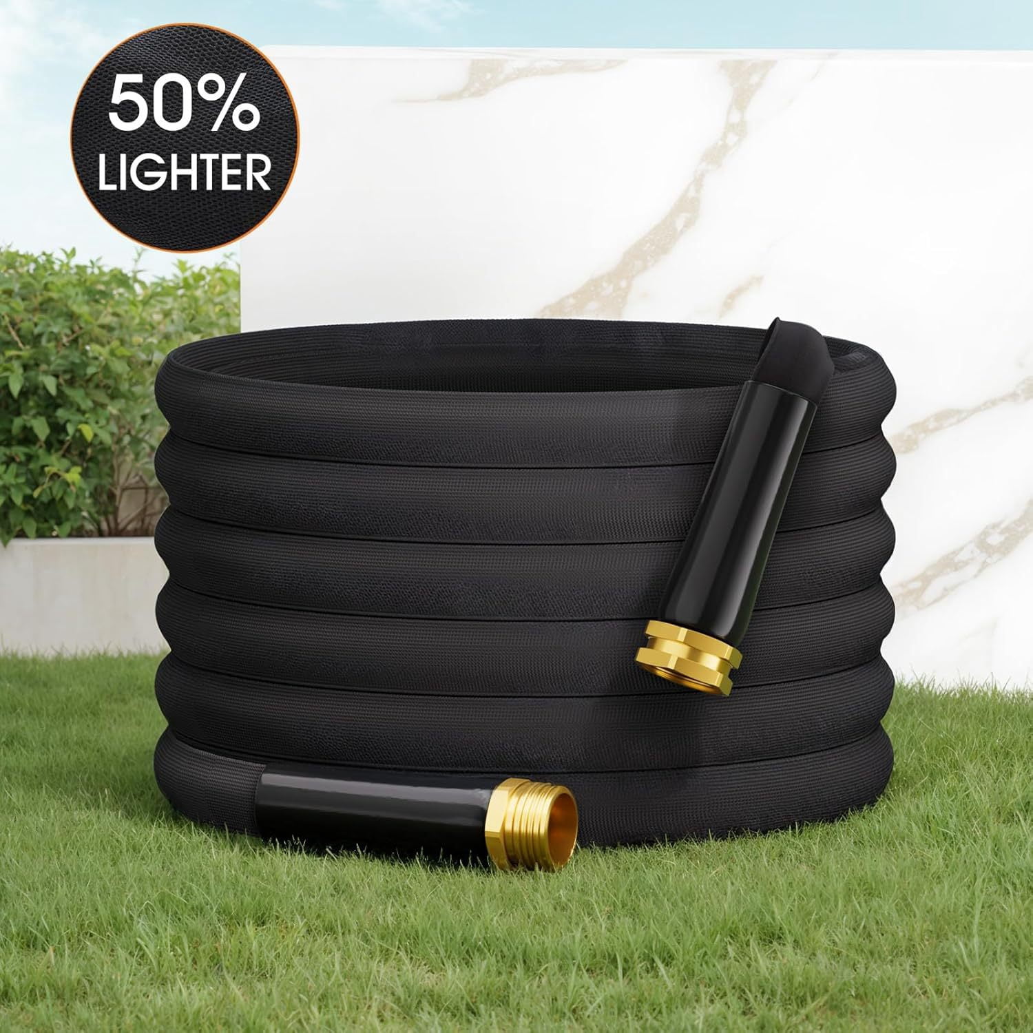 25Ft High Pressure Non-Extendable Garden Hose, Ultra-Light & Flexible Flexible Water Hose for Car Washing & Gardening