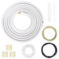 thumbnail image 1 of 25Ft Mini Split Line Set with Flared Copper Tubing, 1/4" & 3/8" O.D. Thickened PE Insulated Coil, Nuts & Installation Kit – AC Hose Kit AC Drain Hose, Mini Split Drain Hose, Mini Split Line Set Cover, 1 of 8