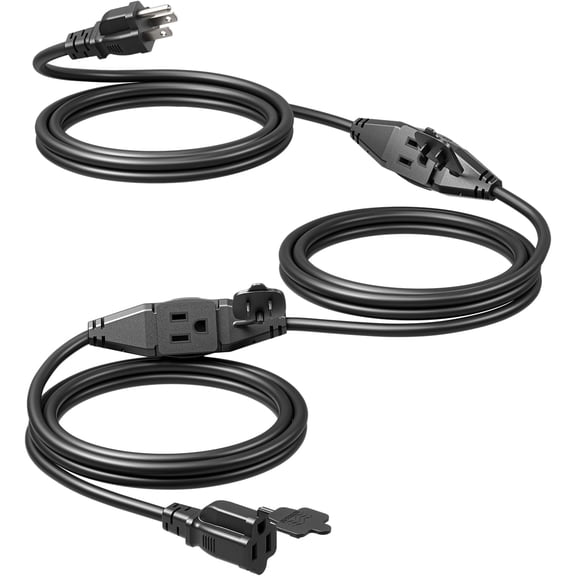 25Ft Outdoor Extension Cord Multiple Outlets, Evenly Spaced 3 Outlets Plugs with Safety Cover, 16/3 SJTW Weatherproof Wire for Outdoor String Lights and Holiday Decorations, ETL Liste