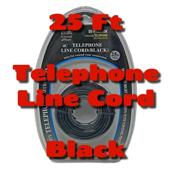 25Ft Phone Cable Wire Rj12 Rj-12 6P4C Straight Telephone Line Cord Fax