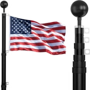 25Ft Telescopic Flag Pole Kit, Heavy Duty Aluminum Telescoping Flagpole, with 3x5 American Flag and Topper Ball for Commercial, Residential Use