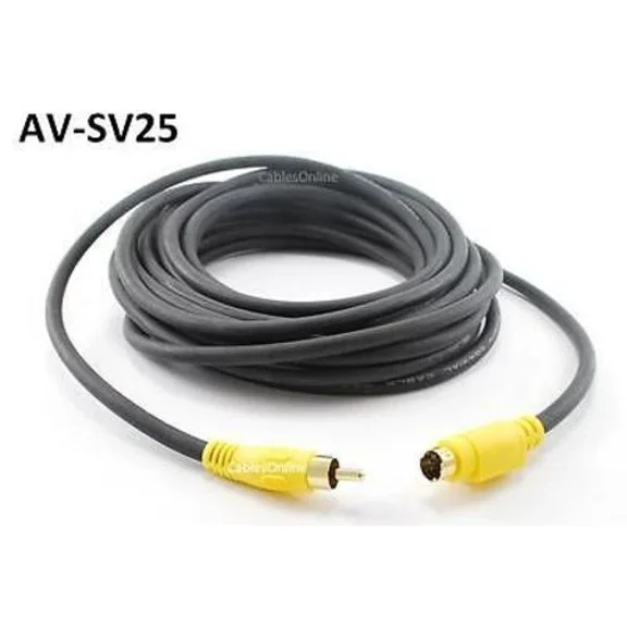 25Ft Universal S-Video 4-Pin Minidin Male To Rca Male Video Cable, Av-Sv25