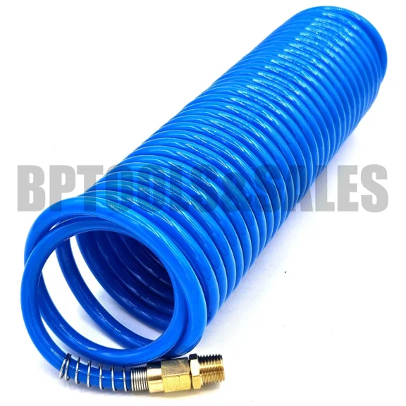 25Ft X 1/4" Polyurethane Recoil Air Hose Re Coil Springs Solid Brass Fittings