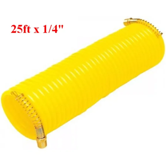 25Ft X 1/4" Recoil Air Hose Re Coil Spring Ends Pneumatic Compressor Tool 200Psi