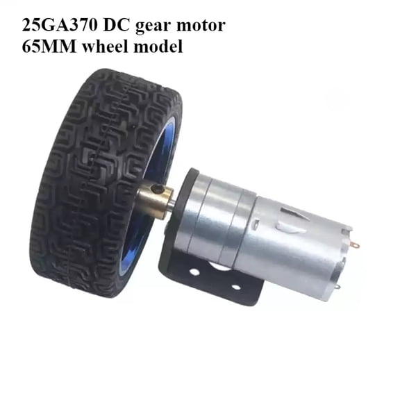 25GA-370 DC 6V 12V 24V Motor Gear 4mm Shaft With Mounting Bracket Coupling 65mm Wheel 12-1931 RPM for Car Model Motor