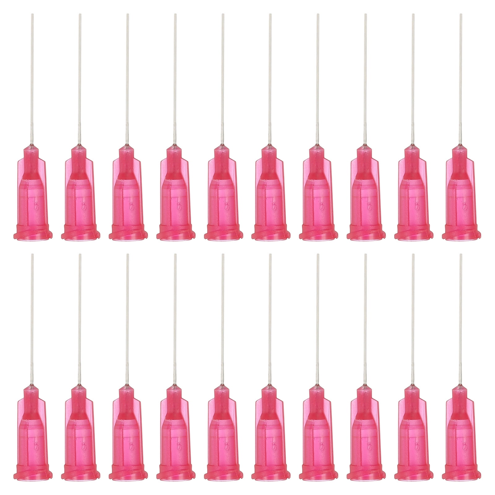Uxcell 25Ga Dispensing Needles, 52Pcs 1 inch Industrial Blunt Tip Dispensing Needle Syringes with Luer Lock Needle for Refilling Liquid Inks Adhesive Glue Oil, Rose Red