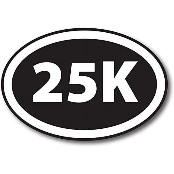 25K Marathon Inverted Black Oval Car Decal 3" x 5"