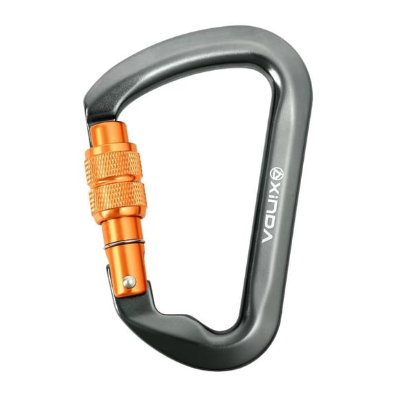 25KN Locking Climbing Carabiner, Heavy Duty Large Carabiner Clip for Rock Climbing, Rappelling, Hunting, and Rescue Gear-Gray