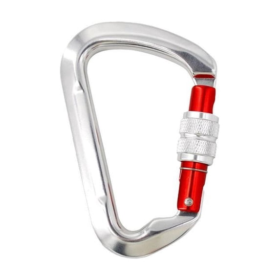 25KN Locking Climbing Carabiner, Heavy Duty Large Carabiner Clip for Rock Climbing, Rappelling, Hunting, and Rescue Gear-Silver