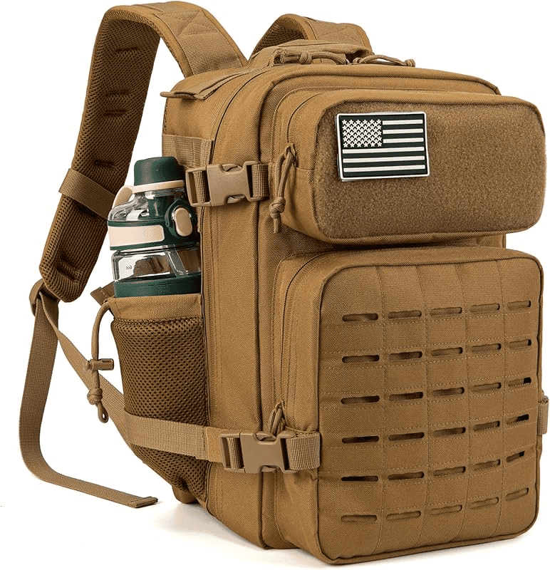 25L/45L Durable Nylon Hiking Backpack for Men, Multi-Day Camping & Travel Backpack with MOLLE System & Side Bottle Pockets