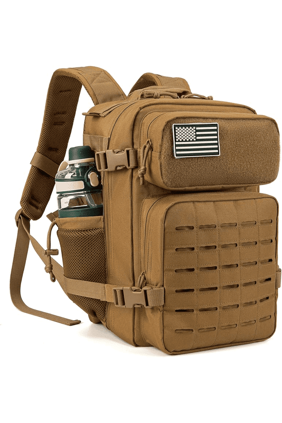 25L/45L Durable Nylon Hiking Backpack for Men, Multi-Day Camping & Travel Backpack with MOLLE System & Side Bottle Pockets