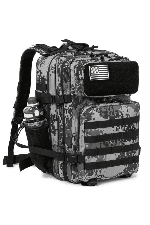 25L/45L Durable Nylon Hiking Backpack for Men, Multi-Day Camping & Travel Backpack with MOLLE System & Side Bottle Pockets