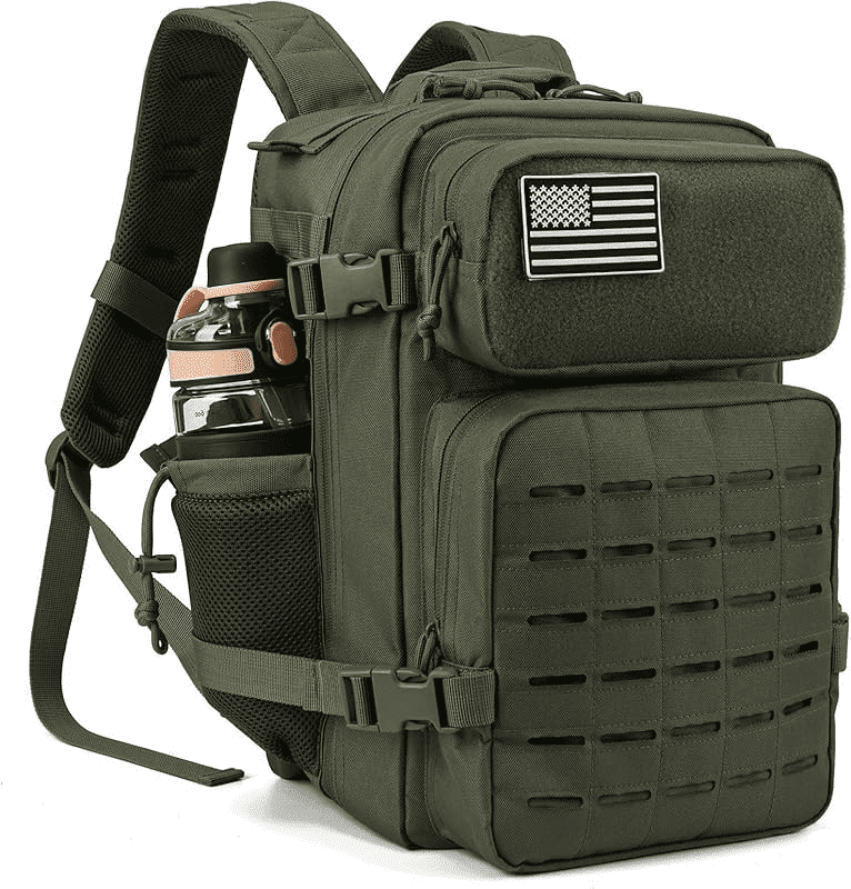 25L/45L Durable Nylon Hiking Backpack for Men, Multi-Day Camping & Travel Backpack with MOLLE System & Side Bottle Pockets