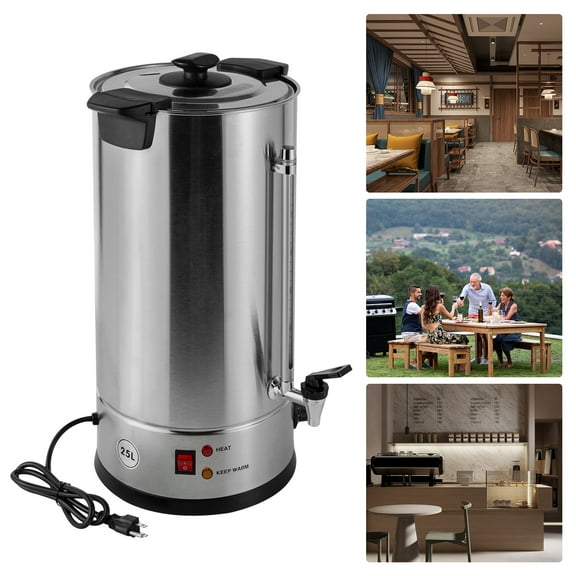 25L/6.6Gal Electric Hot Water Boiler Stainless Steel Tea Urn Coffee Boiler Water Boiler for Cafes, Buffets
