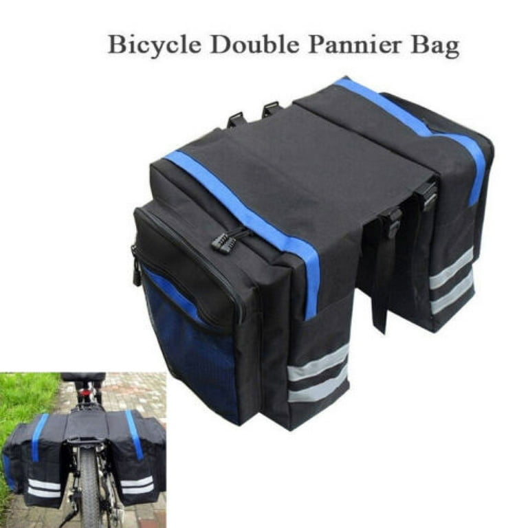 25L Black Blue Bike Storage Pannier Pouch Cycling Bicycle Rear Rack Seat Trunk Saddle Bag Fits All Bikes Reflective Straps Walmart