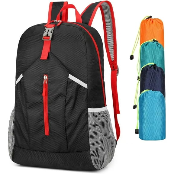 25L Hiking-Backpack Foldable-Sports Daypack-Camping Collapsible Bag Water Resistant Lightweight Travel Men Women (Black)