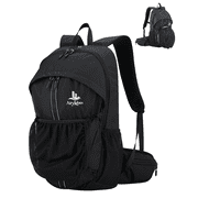 25L Hiking Backpack with Helmet Holder and Rain Cover, Lightweight Camping Travel Day pack Cycling Backpack for Women Men Black