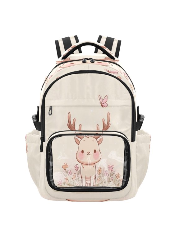 25L PVC Casual Backpack, Waterproof Large Capacity Backpack for Student Commute & Short Trips A Cute Fawn