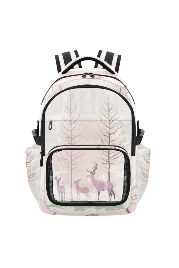 25L PVC Casual Backpack, Waterproof Large Capacity Backpack for Student Commute & Short Trips Beautiful Cartoon Deer