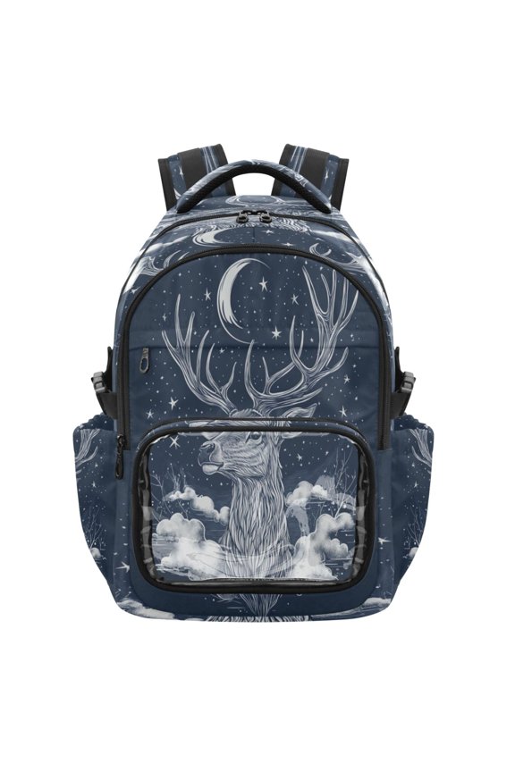 25L PVC Casual Backpack, Waterproof Large Capacity Backpack for Student Commute & Short Trips Beautiful Moon Deer