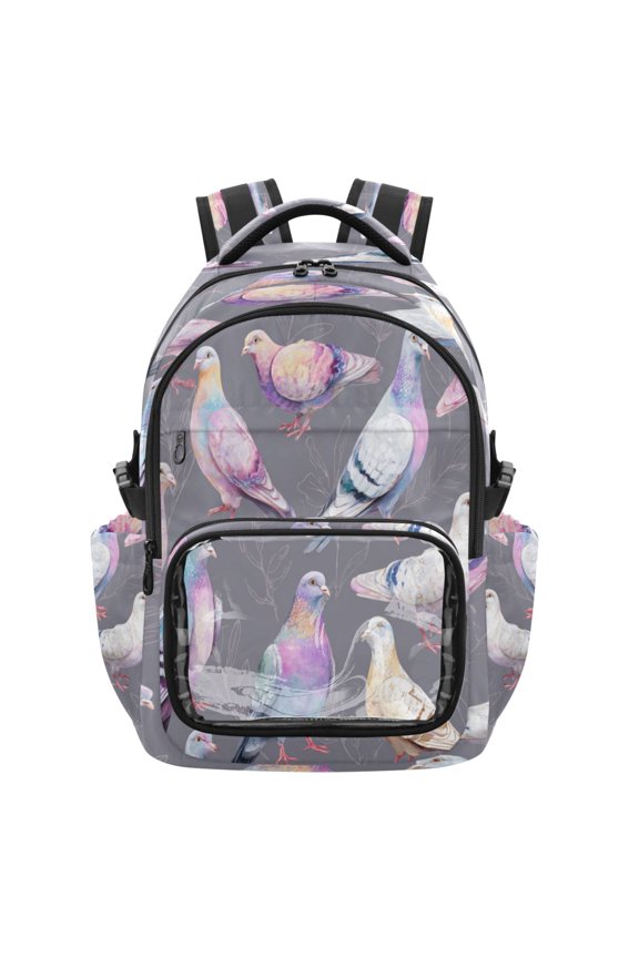 25L PVC Casual Backpack, Waterproof Large Capacity Backpack for Student Commute & Short Trips Beautiful Pigeon