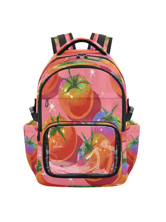 25L PVC Casual Backpack, Waterproof Large Capacity Backpack for Student Commute & Short Trips Beautiful Tomato