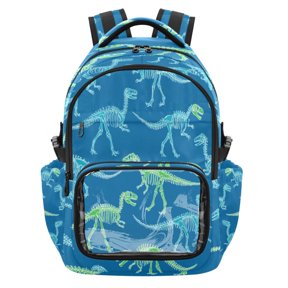 25L PVC Casual Backpack, Waterproof Large Capacity Backpack for Student Commute & Short Trips Bright Blue Dinosaur Pattern