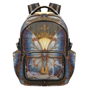 25L PVC Casual Backpack, Waterproof Large Capacity Backpack for Student Commute & Short Trips Bright Butterfly Sun