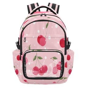 25L PVC Casual Backpack, Waterproof Large Capacity Backpack for Student Commute & Short Trips Bright Cherry Blossom Pattern