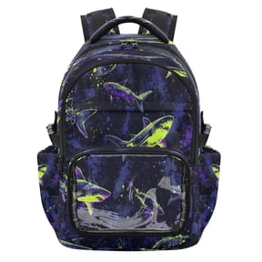 25L PVC Casual Backpack, Waterproof Large Capacity Backpack for Student Commute & Short Trips Bright Neon Green Shark