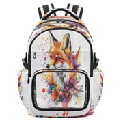 25L PVC Casual Backpack, Waterproof Large Capacity Backpack for Student Commute & Short Trips Color Art Fox