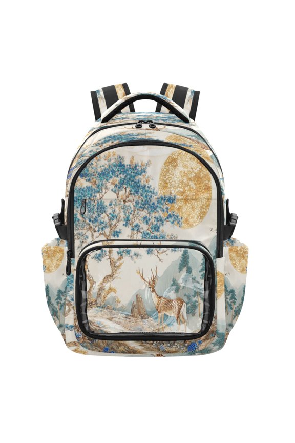 25L PVC Casual Backpack, Waterproof Large Capacity Backpack for Student Commute & Short Trips Cute Classical Deer