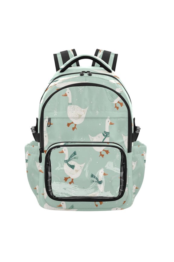 25L PVC Casual Backpack, Waterproof Large Capacity Backpack for Student Commute & Short Trips Cute Little Duck Seamless