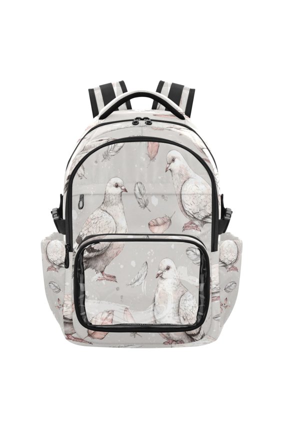 25L PVC Casual Backpack, Waterproof Large Capacity Backpack for Student Commute & Short Trips Cute Pigeon