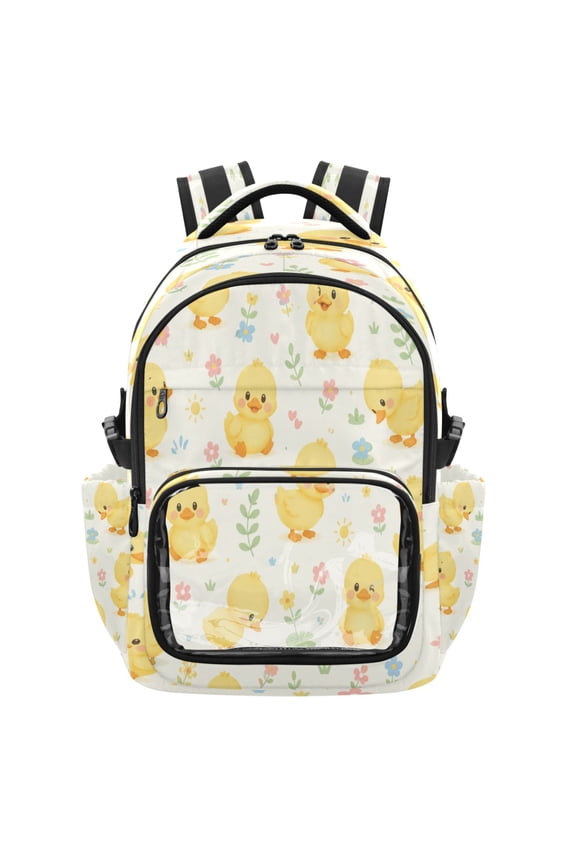 25L PVC Casual Backpack, Waterproof Large Capacity Backpack for Student Commute & Short Trips Duck Yellow Fluffy