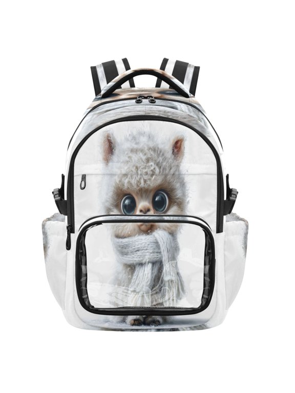 25L PVC Casual Backpack, Waterproof Large Capacity Backpack for Student Commute & Short Trips Fuzzy Llama Image