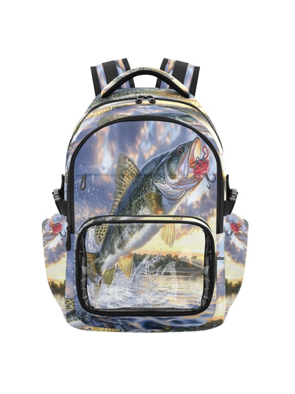 25L PVC Casual Backpack, Waterproof Large Capacity Backpack for Student Commute & Short Trips Golden Fish Picture