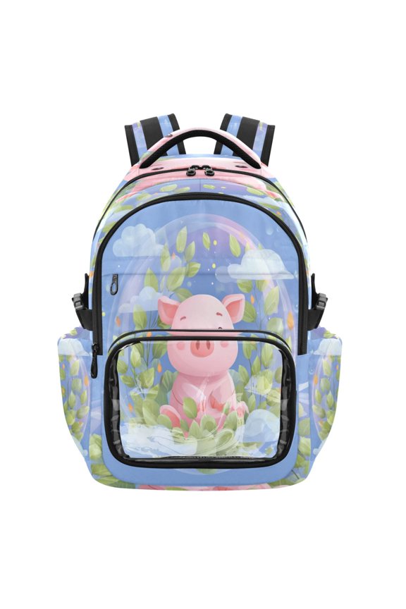 25L PVC Casual Backpack, Waterproof Large Capacity Backpack for Student Commute & Short Trips Piglet Inside Bubble