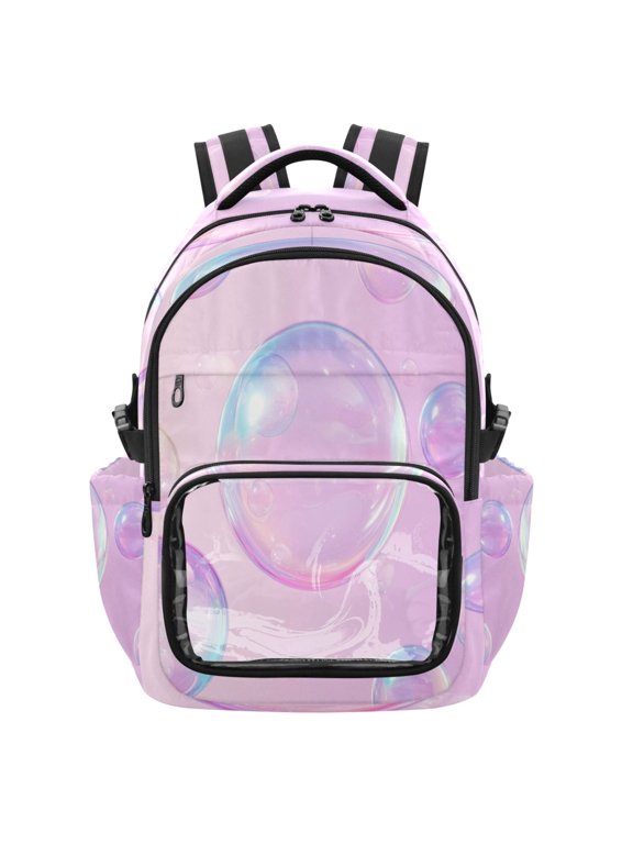 25L PVC Casual Backpack, Waterproof Large Capacity Backpack for Student Commute & Short Trips Purple Pretty Bubble
