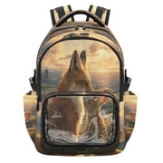25L PVC Casual Backpack, Waterproof Large Capacity Backpack for Student Commute & Short Trips Red Fox Embracing