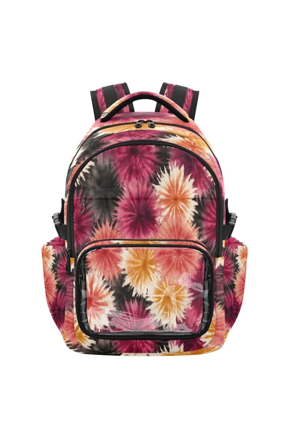 25L PVC Casual Backpack, Waterproof Large Capacity Backpack for Student Commute & Short Trips Red Tie-dye