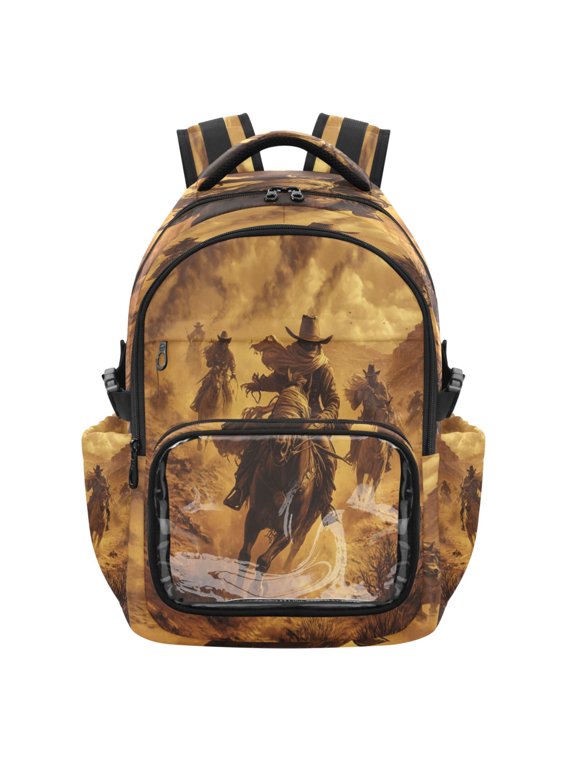 25L PVC Casual Backpack, Waterproof Large Capacity Backpack for Student Commute & Short Trips Riding Cowboys