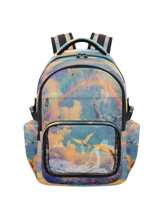 25L PVC Casual Backpack, Waterproof Large Capacity Backpack for Student Commute & Short Trips Sky Beautiful Dove