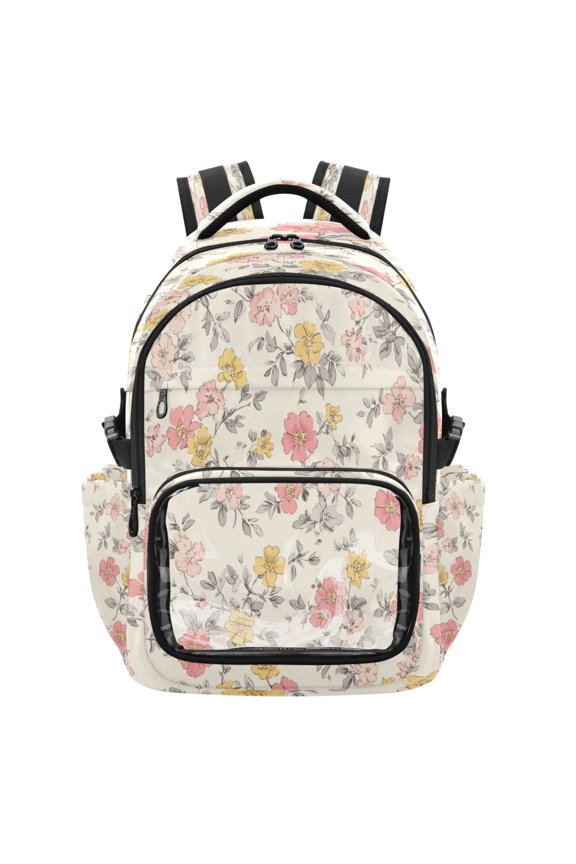 25L PVC Casual Backpack, Waterproof Large Capacity Backpack for Student Commute & Short Trips Small Floral Various Shades