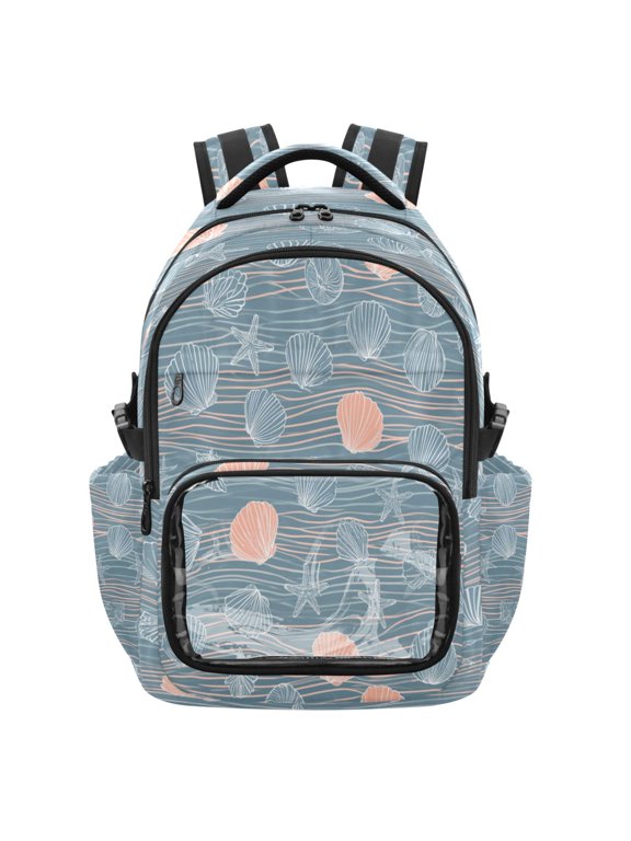 25L PVC Casual Backpack, Waterproof Large Capacity Backpack for Student Commute & Short Trips Soft Ocean Pastel Wash