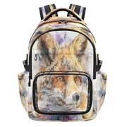 25L PVC Casual Backpack, Waterproof Large Capacity Backpack for Student Commute & Short Trips Watercolor Fox